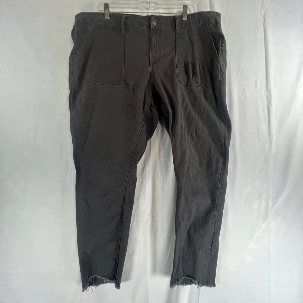 Royalty for Me Collection Gray Utility Pants Raw Hem Frayed Slim Ankle Trousers